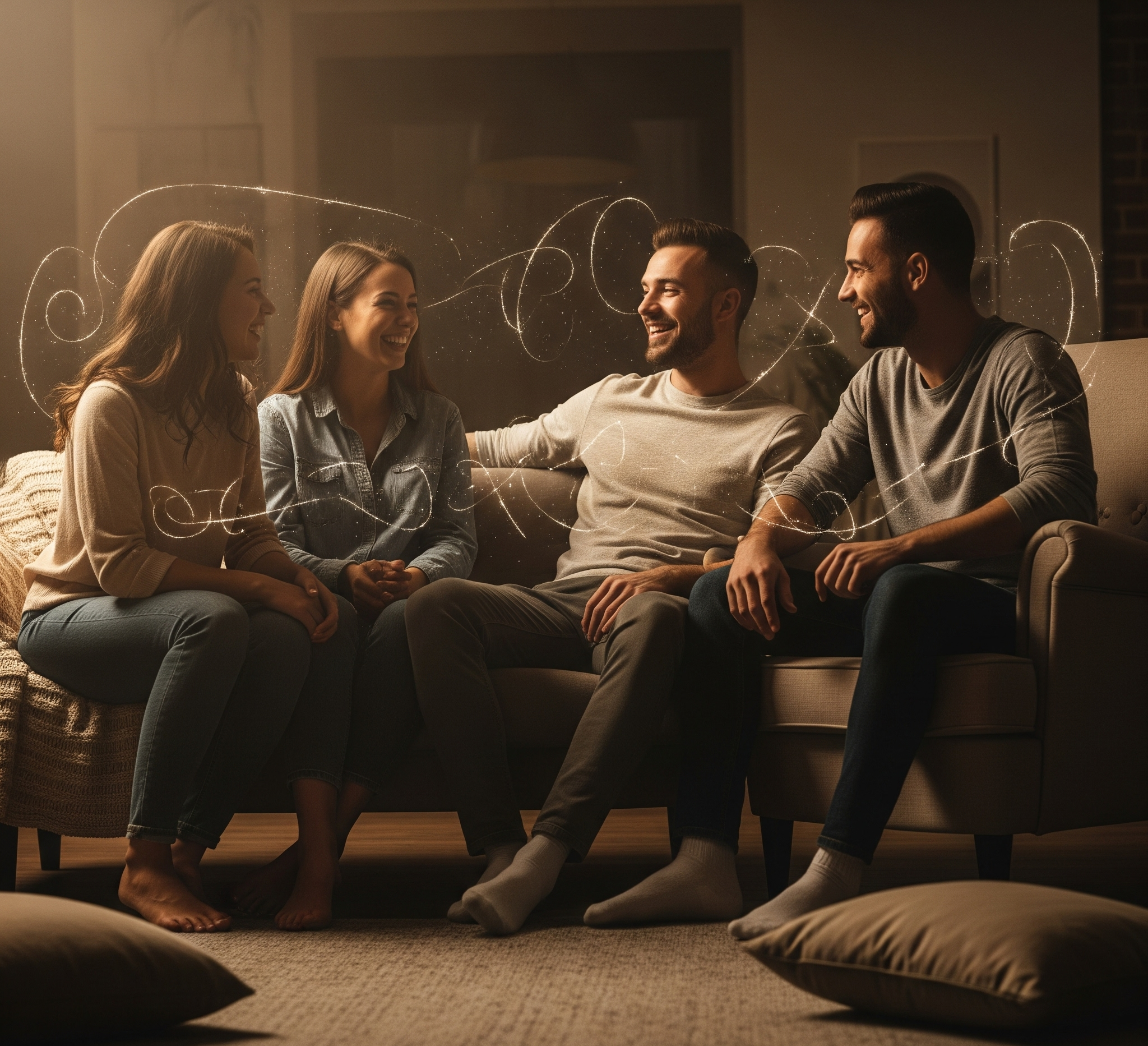 friends sitting and connecting