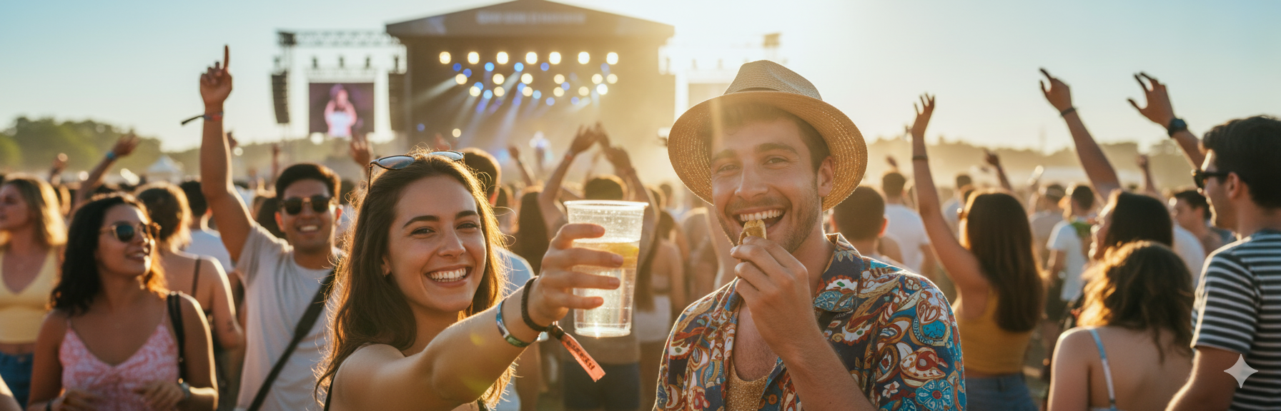 people celebrating drinks at a festival