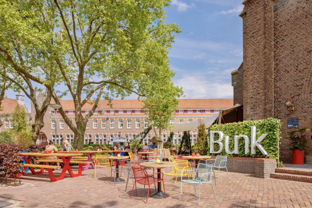 Bunk Amsterdam terrace and recognisable Bunk lettering